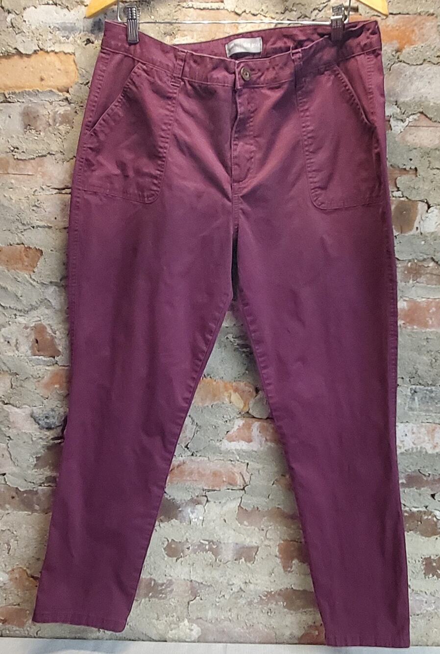 Lee Riders Womens Slim Ankle Pants Size 16 M Maroon Cotton Stretch Utility